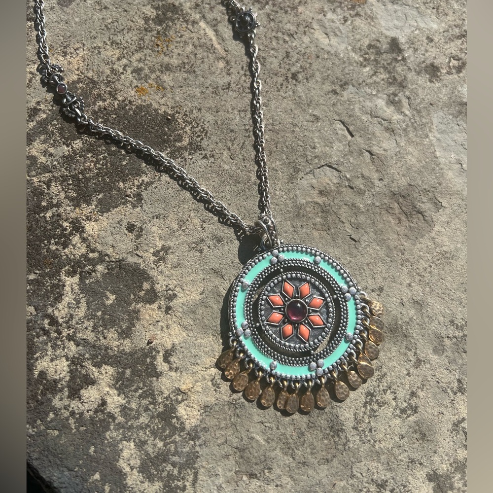 Vintage Lucky Brand Medallion Pendant Necklace